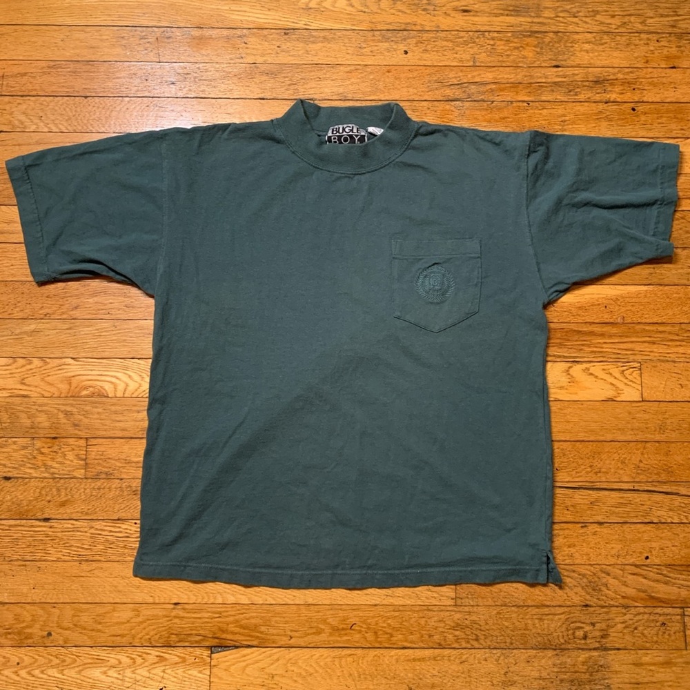 90s Bugle Boy Forrest Green Stitched Pocket Tee